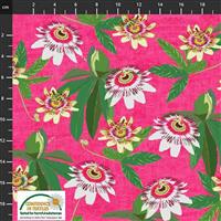 Garden Passion Flowers on Pink Fabric 0.5m