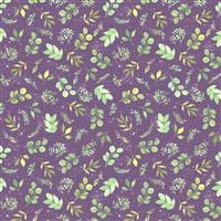 Briarwood Garden Greenery Purple Fabric 0.5m