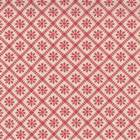 Moda La Vie Bohéme Moravia Check Reroduction Floral Check Blender Pearl French Red Fabric 0.5m