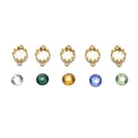 Gold Plated Base Metal Bezel Cup Connectors with 2 loops and Flat Back Glass Stones approx. 8mm (5pcs) 