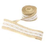 5m Hessian Ribbon with Lace Approx. 50mm