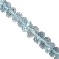 30cts Aquamarine Faceted Roundelles Approx 4.5x2.5 to 6.5x3.5mm, 12.5cm Strand
