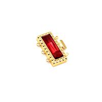 Gold Base Metal with Rose Glass Centre Box Clasp, 30mm x 8mm