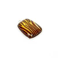 Baltic Amber Animal Print Engraved Pendant, Approx 26x20mm