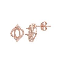 Rose Gold Plated 925 Sterling Silver Oval Earring Mounts (To fit 6x4mm gemstone) Inc. 0.05cts White Zircon Brilliant Cut Round 1.20mm - 1pair