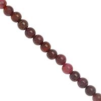 105cts Natural Ruby Rounds Approx 4.5 to 5.5mm, 37cm Strand
