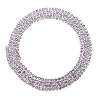 Silver Plated Base Metal Cupchain with 3mm Purple Stones, 1m length 