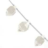 123cts Clear Quartz Faceted Fancy Shapes Approx 24x12 to 29X14mm, 14cm Strand with spacer
