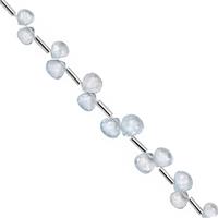 22cts Sky Blue Topaz Graduated Top Side Drill Faceted Heart Approx 4 to 8mm 15cm Strand With Spacers