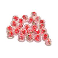 Red Swirl Glass Beads, Approx 10x8mm (25pcs)