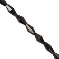 122cts Black Obsidian Center Drill Faceted Bicone Approx 14x7 to 16x8mm, 38cm Strand