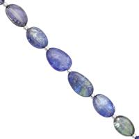 25cts Bi Colour (Shaded) Tanzanite Smooth Tumble Approx 8.5x6.5 to 12x9mm, 10cm Strand with Spacers