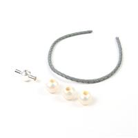 Pearlation; 925 Sterling Silver Black Leather Bracelet with 3x White Freshwater Cultured Pearls