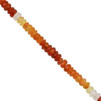 15cts Fire Opal Faceted Roundeles Approx 3 to 1mm, 20cm Strand
