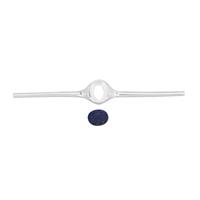 925 Sterling Silver Oval Signet Blank to fit 8x6mm, 1.46cts Lapis Lazuli Oval Flat Both Side