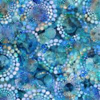 Dan Morris  Elementals Collection Dotted Circles Aqua Fabric 0.5m 