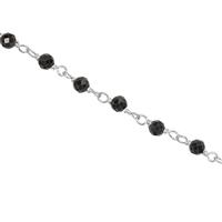 20cts 1 meter Silver Plated Brass Black Spinel Gemstone Chain in spool Approx 3mm