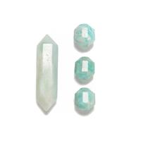 30cts Amazonite Set; Point Approx 8x30mm with x3 Faceted Beads Approx 10mm