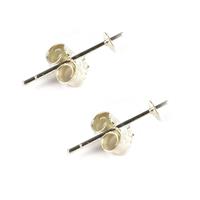 925 Sterling Silver Earring Posts With Pearl Peg (To Fit 4-5mm Pearls) 1 Pair
