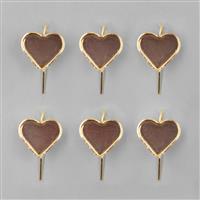 Gold Coloured Bezel Earrings Heart - 13x15mm (3pairs/pk)