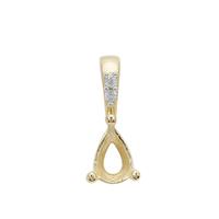 Gold Plated 925 Sterling Silver Pear Pendant Mount (To fit 6x4mm gemstones) Inc. 0.03cts White Zircon Brilliant Cut Round 1.25mm - 2pcs