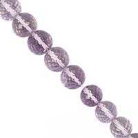 55cts Rose De France Amethyst Faceted Round Approx 5 to 9mm, 14cm Strand