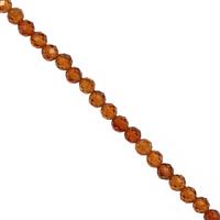 20cts Hessonite Garnet Faceted Round Approx 3mm, 25cm Strand