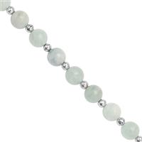 70cts Aquamarine Smooth Round Approx 7mm, 21cm Strand With Spacers