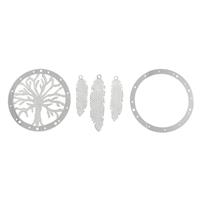 Acrylic Tree of Life Mandala Frame Approx 10cm with 3 Acrylic Feathers, Approx 8-10cm