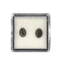 0.7cts Ethiopian Black Opal Oval Cabochon Approx 7x5mm Pack of 2 (S)