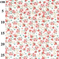 Tossed Posies On Coral Cotton Poplin Fabric 0.5m