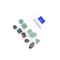 180cts Green Aventurine & Fancy Jasper Assorted Shapes and Sizes Pendants (Set of 10) in Plastic Box