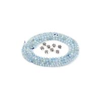 Hydrangea- Aquamarine Faceted Rounds with Sterling Silver Flower Spacer Beads