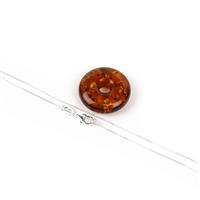 Amber Mini Make; Cognac Baltic Amber Donut & Sterling Silver Curb Chain