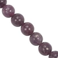 142cts Lepidolite Smooth Round Approx 9.8 to 10mm, 19cm Strand