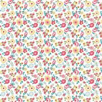 Poppie Cotton Hopscotch & Freckles Flowers White Fabric 0.5m