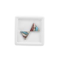 10cts Spiny Oyster Turquoise (Re) Cabochon Triangle Approx 12mm Loose Gemstones, (Pack of 2)