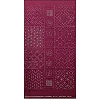 Sashiko Tsumugi Preprinted Geo 19 Deep Red Fabric Panel 108x61cm 