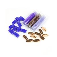 El; Rose Gold Plated Base Metal Maratha Carrier Beads, Carrier Beads & 3 x 11/0 Delica Beads