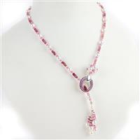 Pretty in Pink; Hot Pink CZ Donut, Silver Plated Approx 20mm, 15cts Pink Tourmaline 