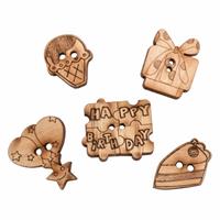 Wooden Buttons Birthday Pack Of 5