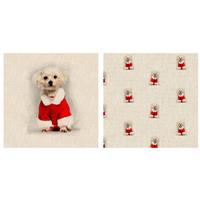 Christmas Maltese Terrier Linen-Look Fabric Panel & Fabric Bundle (1m) 
