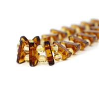 Baltic Cognac Amber Double Drilled Semi-Circle With Lemon Amber Rounds, 16cm Strand (12x6mm & 4mm)