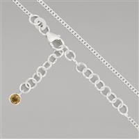925 Sterling Silver Curb Chain, 18inch Extending to 20inch With 0.12cts Citrine Charm
