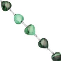 65cts Malachite Smooth Heart Approx 9 to 12mm, 14cm Strand with Spacers