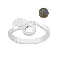 925 Sterling Silver Feather Adjustable Ring With 0.65cts Labradorite Cabochon