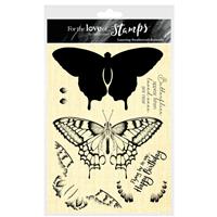 For the Love of Stamps - Layering Swallowtail Butterfly A5 Stamp Set, A5 stamp set.  Contains 7 stamps