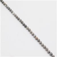 170cts Grey Picture Plain Round Jasper Strand approx. 8mm: 36cm  