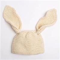 Wool Couture Cream Baby Bunny Ear Hat Knitting Kit (Size Baby/Toddler). With Free Knitting Needles Worth £5