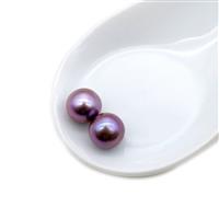 Naturally Coloured Purple Pearls Approx 11-11.5mm, 1 pair